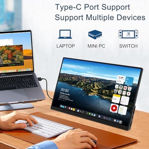 Touchscreen Portable Monitor, 15.6 inch 1080P FHD Display Screen, Game Monitor w/USB-C HDMI Ports, IPS, Full Metal Shell,10-Point Touch, Dual Speaker, HDR, for Home, Work, Design, Coding 5