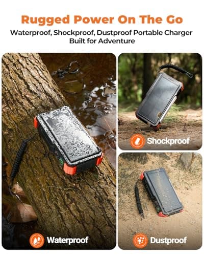 BLAVOR Solar Power Bank with Hand Crank and 4 Cables, 20000mAh Wireless Portable Charger with USB C & Camping Light, 20W Fast Charging Battery Pack for iPhone, iPad, Samsung, All Mobile Phones 6