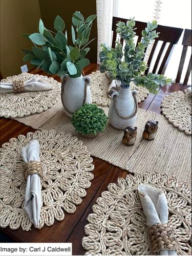 The Home Talk Table Runner 13'' x 72'' Eco-Friendly Hand-Made Vintage Jute Mats for Parties, Dining Table, Wedding, Boho Table Runner, Perfect for Decor - Natural Jute 9
