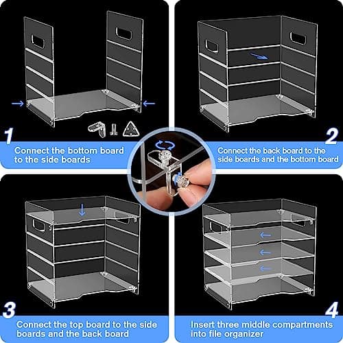 MaxGear 5-Tier Acrylic Paper Tray, Clear Desk Organizer, Stackable File Trays for Office, Acrylic Letter Tray, Paper Organizer for Desk, Office Accessories 7
