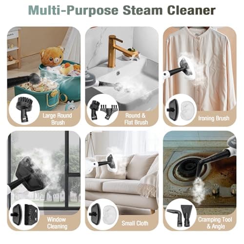 11-in-1 Steam Mop, Powerful Handheld Steam Cleaner for Home with 23FT Cord &15.2 OZ Water Tank, 3 Steam Modes MultiPurpose Steam Mop for Hardwood Floors, Clothes, Tile, Windows, Carpet 6