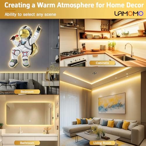 Lamomo LED Neon Lights, 12V Warm White Dimmable LED Strip Lights, 16.4ft/5m Waterproof LED Neon Rope Lights, Silicone 3000K Neon LED Strip for Bedroom Indoor Home Decor (Power Adapter Included) 7