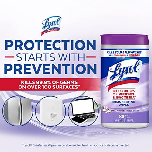 Lysol Disinfectant Wipes, Multi-Surface Antibacterial Cleaning Wipes, Dorm Room Essentials for Disinfecting and Cleaning, Early Morning Breeze, 80 Count (Pack of 6) 6