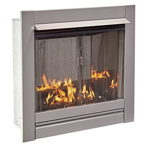 Duluth Forge Ventless Stainless Outdoor Gas Fireplace Insert with Reflective Black Glass Media - 24,000 BTU, Manual Control - Model# DF450SS-G-RBLK 3
