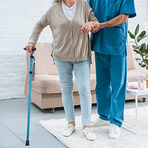 supregear Folding Cane, 5-Level Adjustable Height Walking Stick Lightweight Collapsible Portable Travel Cane with Wrist Strap and T Handle for Elderly Disabled Men Women, Blue 7