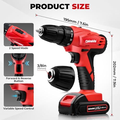 Cordless Drill Set, 2025 Upgraded 20V Power Drill Cordless, Electric Power Drills Set Tool with Battery and Charger 20 Volt Driver Kit, Electric Drills Set for Home Improvement 8