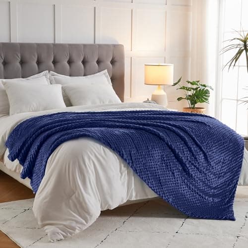 yescool Weighted Blanket with Cover Removable Soft Blue Queen Size Heavy Blanket Microfiber Washable Heated Weighted Throw Blanket Winter Warm Weighted Comforter 20lbs, 60 * 80 7