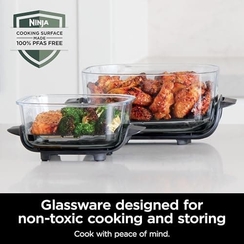 Ninja Crispi 4-in-1 Glass Air Fryer | 450°F | Non-Toxic | 4QT & 6-Cup Glass Containers w/Lids | Microwave, Freezer, Dishwasher Safe | Max Crisp, Air Fry, Bake, Recrisp | Green | FN101SG 14