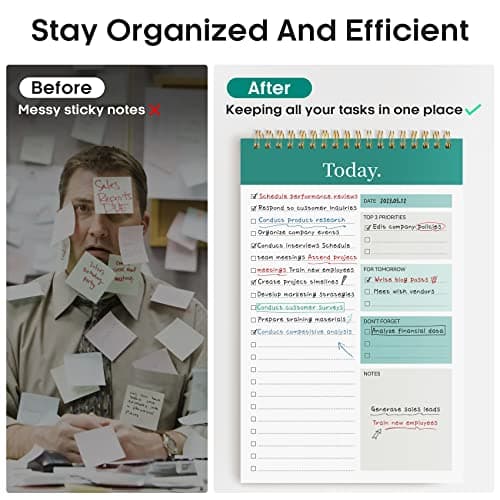 Taja To Do List Notepad - To Do List Notebook for Work with 52 Sheets, 9.8" x 6.5", Undated Daily Planner Perfect for Daily Tasks and Goal Setting, Notepad Suitable for Office, Home & School - Greenery Sway 5