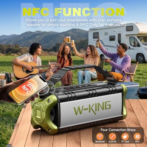 Portable Speakers Bluetooth Wireless, 90W Max Loud Outdoor Speaker with 50W Deep Bass, Boombox Sound, IPX6 Waterproof, 40H, EQ, Dual Pairing, Subwoofer *2, TF, Large Speaker for Beach/Garage/Jobsite 7