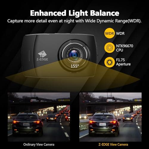 Z-Edge T4 Dash Cam Front and Rear, 4K Dual Dash cam, 2K+1080P Front and Rear, Touch Screen WiFi Car Camera, WDR, Night Vision, G-Sensor, Loop Recording, 24 Hours Parking Mode, Support 512GB Max 6