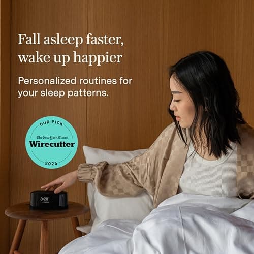 Loftie Alarm Clock with Sound Machine – Smart Alarm Clock with Light, White Noise, Bluetooth Speaker, Night Light Sound Machine, 100+ Sounds, Blackout Mode, No WiFi Mode, Optional Subscription - Black 6