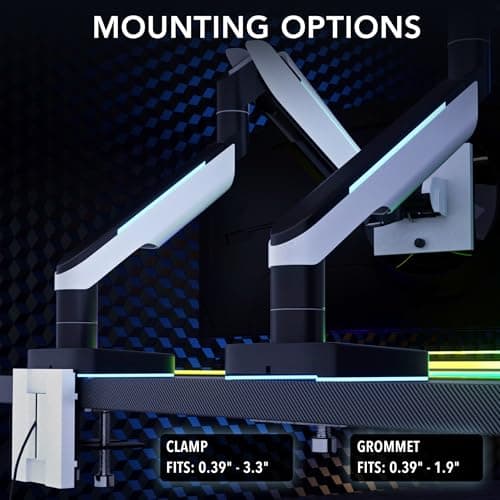 Mount-It! Heavy-Duty Ultrawide Monitor Arm up to 49”, 44 lb Capacity, Desk Mount for Curved & Widescreen Monitors, Compatible with Samsung Odyssey G9, Gas Spring, RGB Lighting, VESA 75x75 & 100x100 6