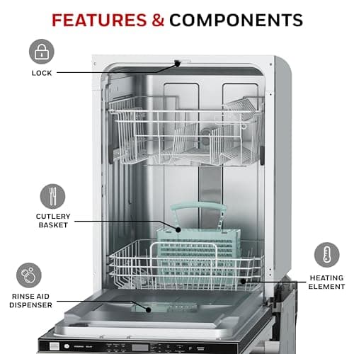 Honeywell 18-Inch Dishwasher with 8 Place Settings, 6 Washing Programs, Stainless Steel Tub, UL & Energy Star Certified, Stainless Finish 5