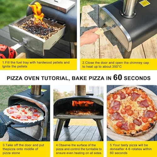 aidpiza Pizza Oven Outdoor 12" Wood Fired Pizza Ovens Pellet Pizza Stove for outside, Portable Stainless Steel Pizza Oven for Backyard Pizza Ovens 7