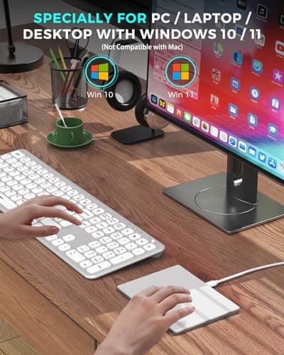 seenda Upgraded Trackpad, Tempered Glass Surface with Multi-Touch, Aluminum Slim USB Windows Touchpad with High Precision Navigation for Windows 10/11 Desktop/Laptop/Notebook Computer PC, White 7