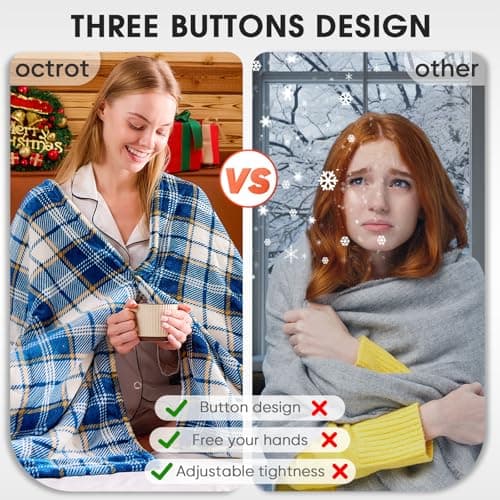 Heated Electric Blanket Queen Size, 84X90 Heating Blanket Queen with Dual Control&10 Heats Levels&Timer for Bed,Blue Plaid Sherpa Soft Blankets Warmer Gift for Grandma Women Adults, Washable 8