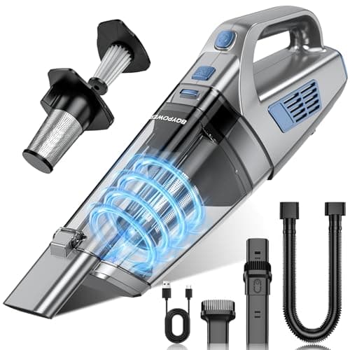 BQYPOWER Handheld Vacuum Cordless, 16000PA Strong Suction Hand Held Vacuum Dust Busters Cordless Rechargeable with Multiple Accessories, Portable Car Vacuum Cleaner High Power for Car Home Office
