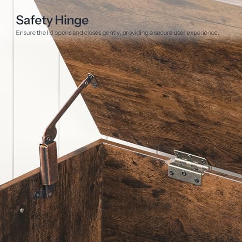 HOOBRO Storage Bench, 29.5" Retro Wooden Storage Chest, Wooden Storage Trunk, Toy Chest with Lift Top, Multifunctional Entryway Organizer, for Entryway, Living Room, Rustic Brown FG751CW01 7