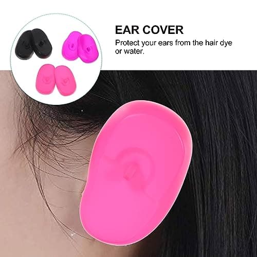 DEARMAMY Hairdressing Ear Cover:3 Pairs Waterproof Silicone Earmuffs for Hair Dye, Flat Iron, Straightener, Hot Styling Tools - Heat Protection Cover 4
