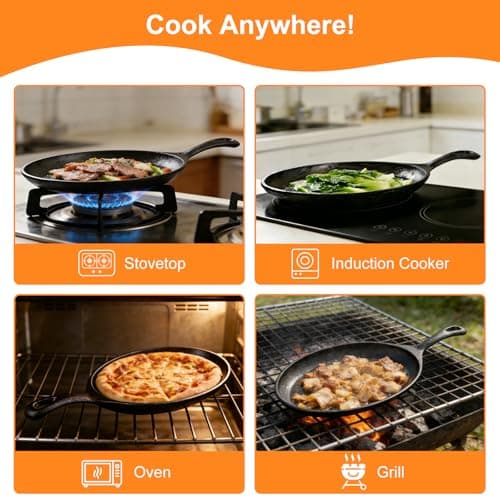 2 Sets Cast Iron Fajita Skillet Set Sizzling Plate with Wooden Base & Anti Scald Protection Hot Handle Cover, Cast Iron Skillets Set for Home Barbecue Kitchen Party Restaurant Catering Service 5