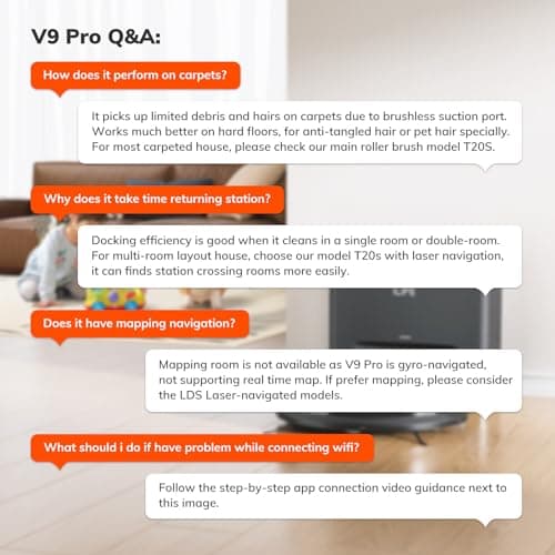 ILIFE V9 Pro Robot Vacuum and Mop Combo, Self Emptying Robot Vacuum Cleaner, 3000Pa Strong Suction, Gyro Navigation, App/Alexa/Remote Control, Works with 2.4G Wifi, Ideal for Hard Floors, Black 9