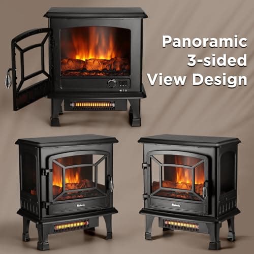 TURBRO Suburbs 20 in. Electric Fireplace Infrared Heater with Crackling Sound, Freestanding Fireplace Stove with Realistic Flame Effect, CSA Certified, Overheating Protection, Easy to Assemble, 1400W 8