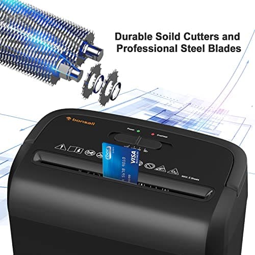 Bonsaii 6-Sheet Micro-Cut Paper Shredder, P-4 High-Security for Home & Small Office Use, Shreds Credit Cards/Staples/Clips, 3.4 Gallons Transparent Window Wastebasket, Black (C234-A) 7