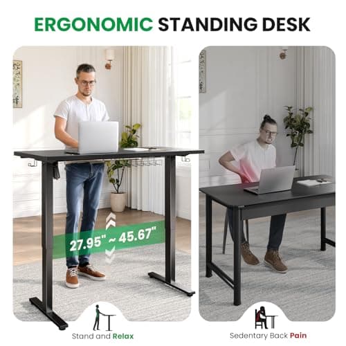 SIAGO Electric Standing Desk Adjustable - 48 x 24 Inch Sit Stand up Desk with Cable Management - 3 Memory Preset Adjustable Height Table 9