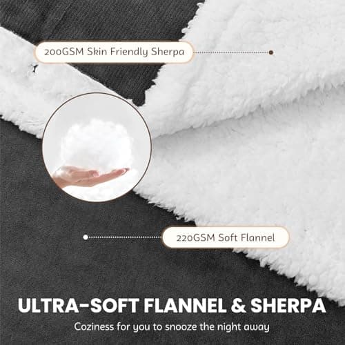 PLOATH Heated Electric Blanket Shawl: Heating Throw Heated Poncho - Wearable Blanket Hoodie Wrap Sherpa with 10 Heat Levels & Multi Heating Time Settings (50x75'' Grey) 5