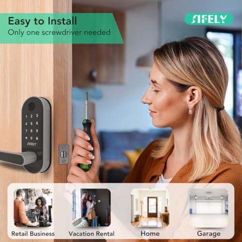 Built-in WiFi Fingerprint Smart Door Lock with Handle & Keypad – Remote Access & Auto-Lock, Keyless Entry for Home, Airbnb & Rental, 6-in-1 Unlock: Code/Card/App/Key, Compatible with Alexa & Google 7