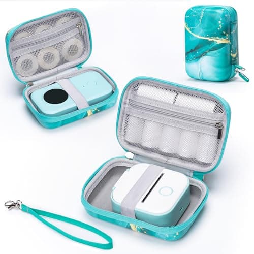 Memoking T02 Hard Storage Case - Compatible with Phomemo D30, SUPVAN E10, NIIMBOT D11, JADENS D110 and More, with Zipper Mesh Pocket, Waterproof Shockproof, Gradient Green (Only Case)