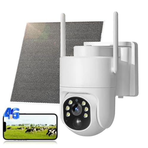 Apone 4G LTE Cellular Security Camera, No WiFi Solar Powered Security Camera, Auto Tracking, Color Night Vision, Motion Detection, 2 Way Audio, Built in SIM Card, Support Verizon/AT&T/T-Mobile