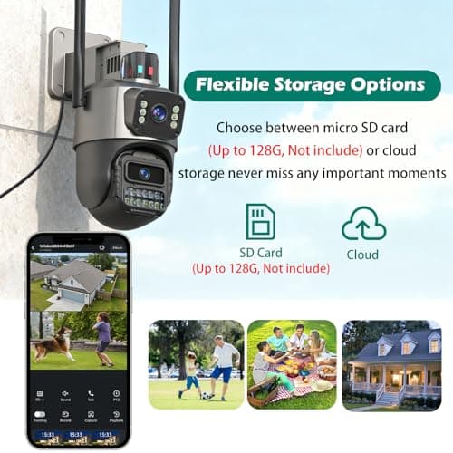 5G Security Camera Outdoor, 6MP Dual Lens 6X PTZ Outside Cameras for Home Security, IP66 Waterproof Wired,2-Way Audio,Motion Tracking,Pan/Tilt,Color Night Vision, Light Alarm, 24/7 SD Recording/Cloud 7