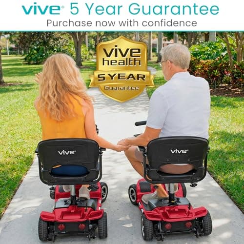 Vive 4 Wheel Mobility Scooter - Electric Powered Wheelchair Device - Compact Heavy Duty Mobile for Travel, Adults, Elderly - Long Range Power Extended Battery with Charger & Basket 9
