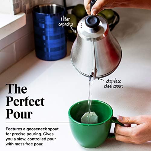 Gooseneck Electric Kettle with Temperature Control - 0.8L Stainless Steel & BPA Free Plastic - Custom Temp Presets for Teas & Coffee - Keep Warm Option 5