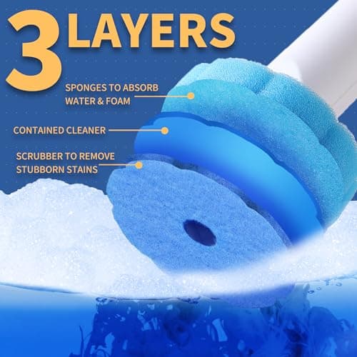 BOOMJOY Disposable Toilet Brush with 42 Refills, Toilet Bowl Cleaner Wand with Holder, Long Handle Bathroom Cleaning Srubber Kit with Storage Caddy 5