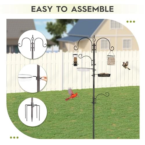 ERYTLLY Bird Feeding Station Kit Bird Feeder Pole Wild Bird Feeder Hanging Kit Planter Hanger Multi Feeder Hanging with Metal Suet Feeder Bird Bath for Attracting Wild Birds 7