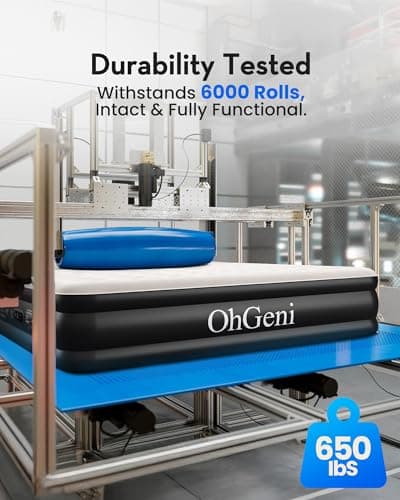 OhGeni Queen Air Mattress with Built in Pump, Ideal Alternative to a Bed, Inflatable Blow Up Mattress 18 Raised Comfort, Upgraded Surface Portable Bed for Home, Camping, Colchone Inflable, 650 lbs 5