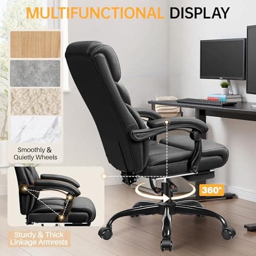 HeroSet Office Chair, Executive Big and Tall Leather Desk Chairs with Footrest, Ergonomic Breathable Computer Chair with Adjustable High Back, Lumbar Support Swivel PC Chairs with Rocking Function 7