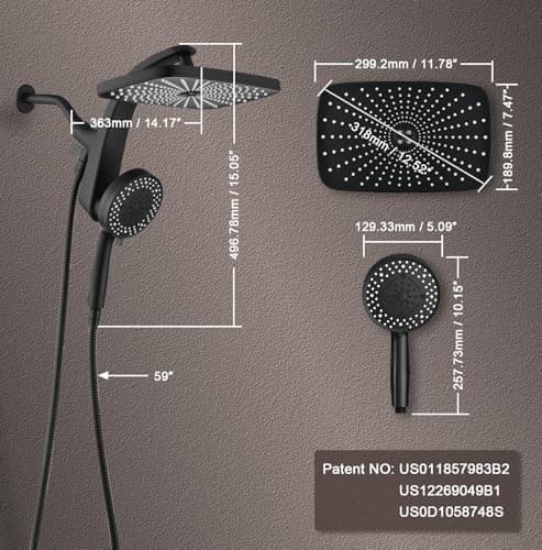 High Pressure Rain Shower Head: Upgrade Shower Heads with Handheld Spray Combo with Fixed Showerhead and 10 Sprays Handheld Shower Head, Detachable Showerheads Built-in Magnetic Docking and Power Jets 9