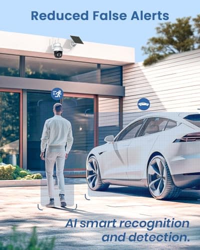 AOSU 3K/5MP Solar Security Cameras System Wireless Outdoor, Battery Powered WiFi Camera for Home Security, Panoramic PTZ, Auto Tracking, Human/Vehicle Detection, Color Night Vision (2 Pack) 6