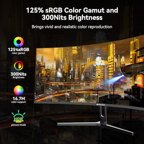SANSUI 32 Inch Curved 240Hz Gaming Monitor High Refresh Rate, FHD 1080P Gaming PC Monitor HDMI DP1.4, Curved 1500R, 1Ms MPRT, HDR,Metal Stand,VESA Compatible(DP Cable Incl.) 5