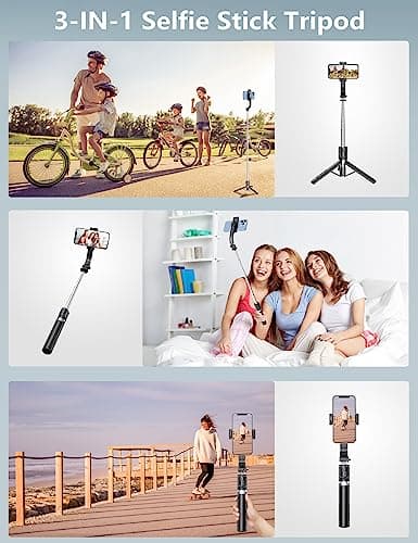 Selfie Stick Tripod with Light, 45'' Selfie Stick with Wireless Remote, Portable Phone Tripod Compatible with iPhone 16/15 Pro Max/15/14 Pro/14/13, Samsung S22/ S23 Ultra/Android Smartphone 7