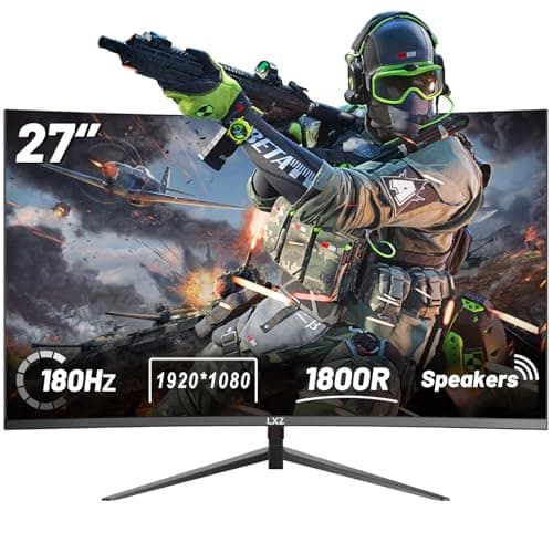 LXZ Curved Gaming Monitor 27 Inch PC Monitor 180hz, Full HD 1080P Frameless 1800R Gaming Display with FreeSync & Eye-Care Technology, DP, HDMI Port - Black
