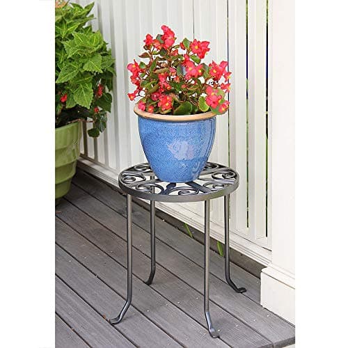 Achla Designs VTT-01 Round Trivet Wrought Iron Plant Stand, Graphite 9