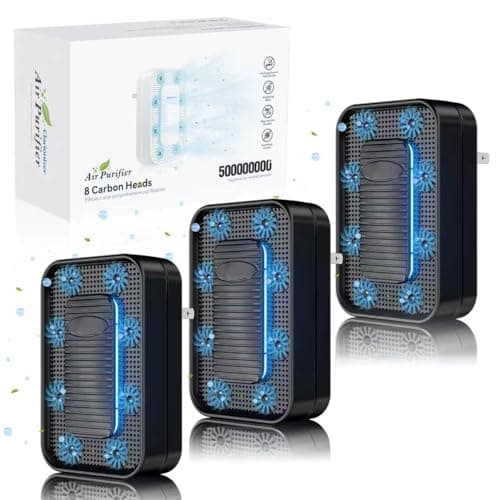Air Ionizers for Home (3 Pack), 10 Times Efficiency Improvement, 99% Odor Eliminator for Pet Odors, Plug In Negative Ion Air Purifiers for Bedroom, Kitchen, Office - Dust, Smoke Smell (Black)