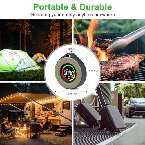 Pildegro 3-in-1 Portable Carbon Monoxide Detector, Professional Rechargeable Real-Time Travel CO Monitor 140HR Standby, Premium Reliable CO Detector with Loud Alarm for Air Safety (Grey/Courage) 5