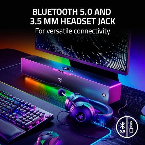 Razer Leviathan V2 Pro: Multi-Driver PC Gaming Soundbar with Subwoofer - Beamforming Surround Sound with AI Head Tracking - Chroma RGB - Bluetooth 5.0 & 3.5mm - for PC, Desktop/Laptop, Mobile, Switch 6