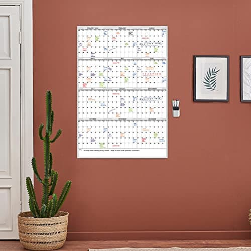 Dry Erase Wall Calendar - 38x26 Inches - Blank Undated Yearly Calendar - Whiteboard Premium Laminated Planner - Reusable Laminated Office Jumbo 12-Month Calendar (Vertical) 6